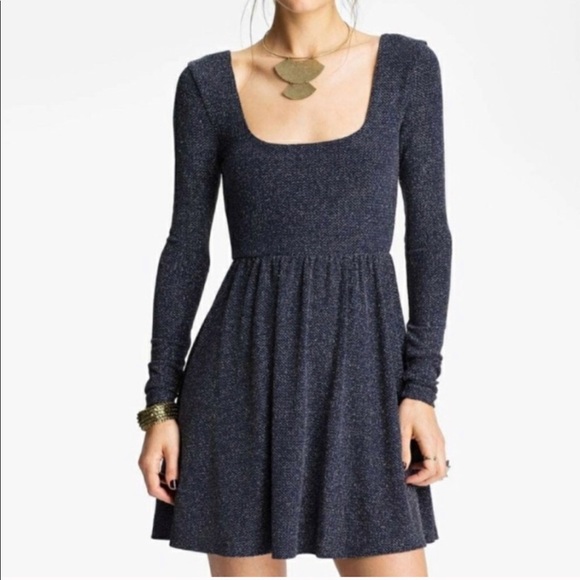 Free People Dresses & Skirts - Free People Navy Shimmer Chevron Mini Dress Free People Dresses & Skirts - Free People Navy Shimmer Chevron Mini Dress
